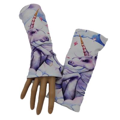 Wende- Armstulpen mit Daumenloch Einhorn beere, 95% Baumwolle, 5% Elasthan