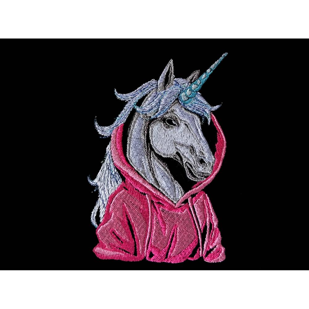 Einhorn cool Color Lichteffekt – 24-26*15-16cm, JEF 20*17cm Magisches Stickmuster für schwarze Stoffe Bild 1