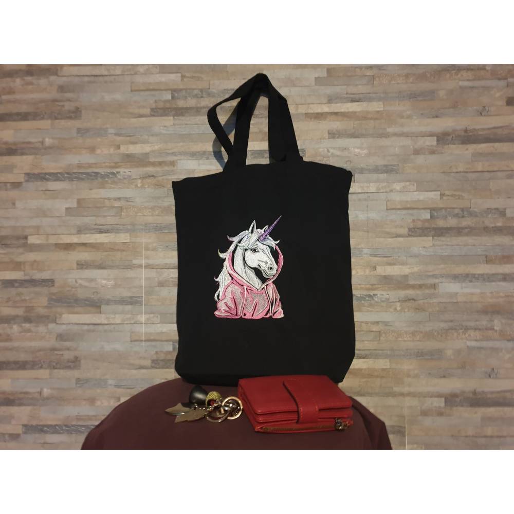 Einhorn cool Color Lichteffekt – 24-26*15-16cm, JEF 20*17cm Magisches Stickmuster für schwarze Stoffe Bild 10