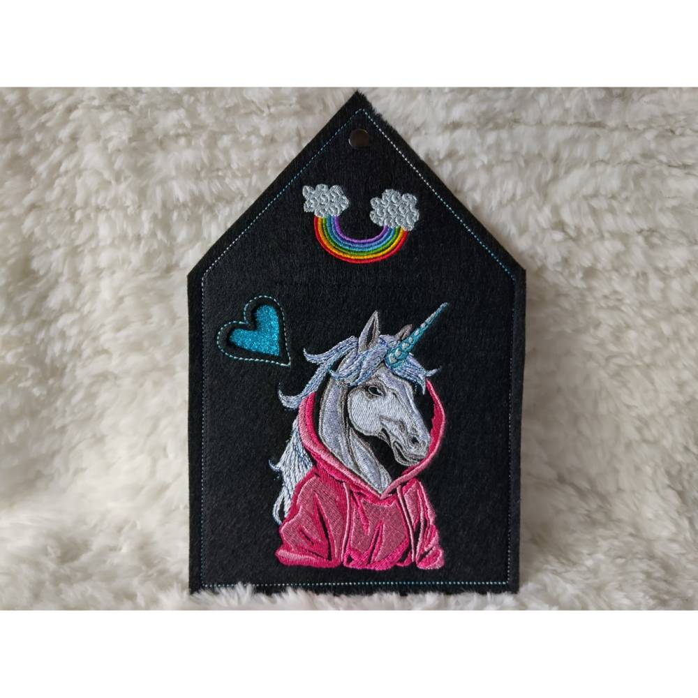 Einhorn cool Color Lichteffekt – 24-26*15-16cm, JEF 20*17cm Magisches Stickmuster für schwarze Stoffe Bild 3
