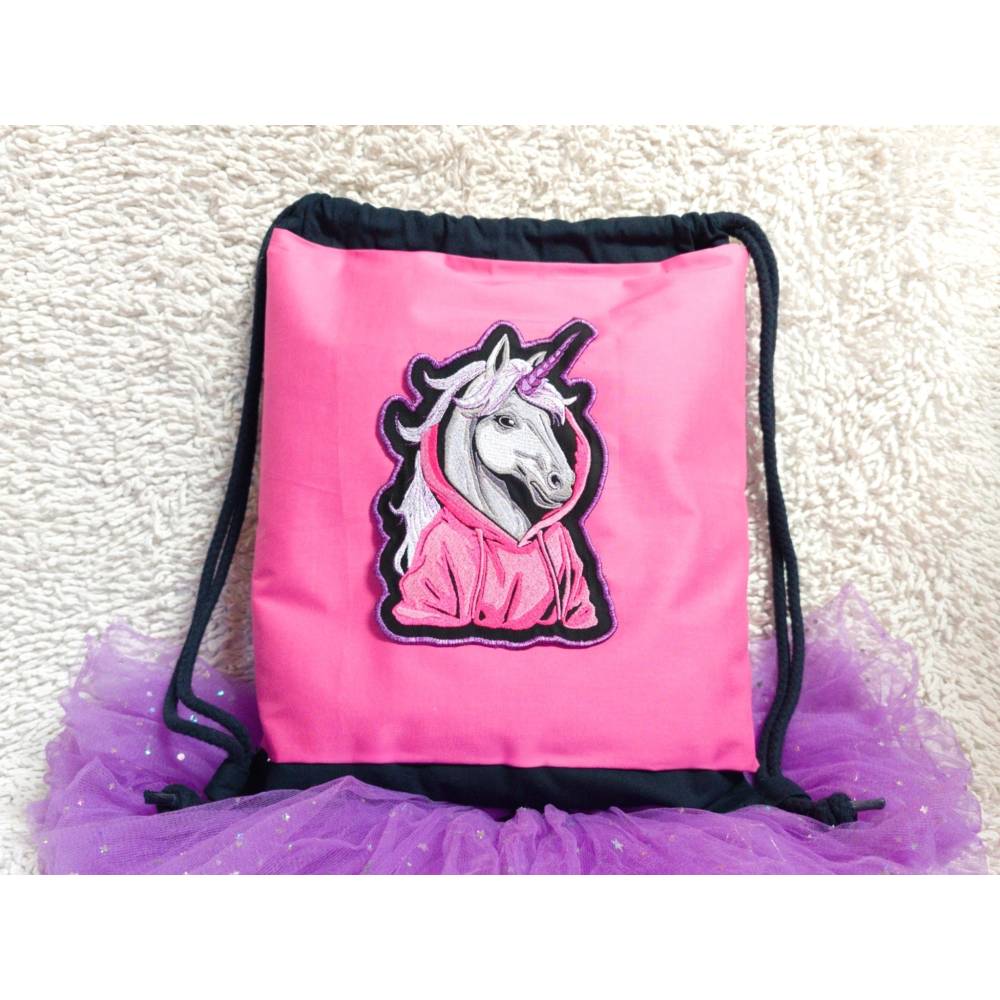 Einhorn cool Color Lichteffekt – 24-26*15-16cm, JEF 20*17cm Magisches Stickmuster für schwarze Stoffe Bild 8