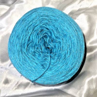 Bobbel Nr. 93 – türkis mit silbernem Glitzerfaden - 50 % Baumwolle/Polyacryl, 4-fädig, 1000 m
