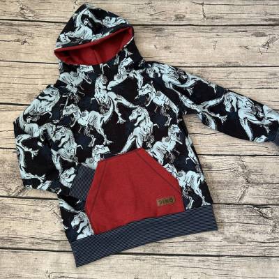 supercooler Oversize Hoodie Pulli Sweatshirt gr.122/128 in Blau mit Dino T-rex