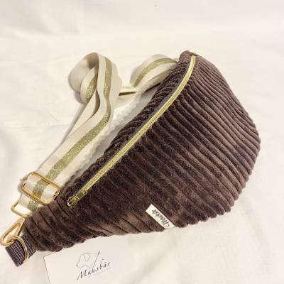 Crossbody-Bauchtasche - groß - aus Cord / Cordsamt – vielseitig tragbar,  größenverstellbar, handmade