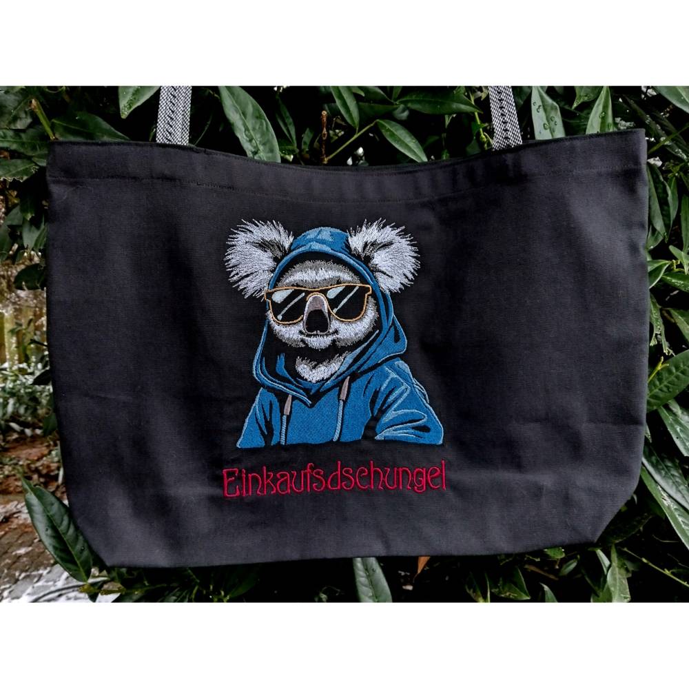 Koala cool Color Lichteffekt 18x18cm bzw. 20x20cm – Stylische Stickdatei für schwarze Stoffe Bild 3