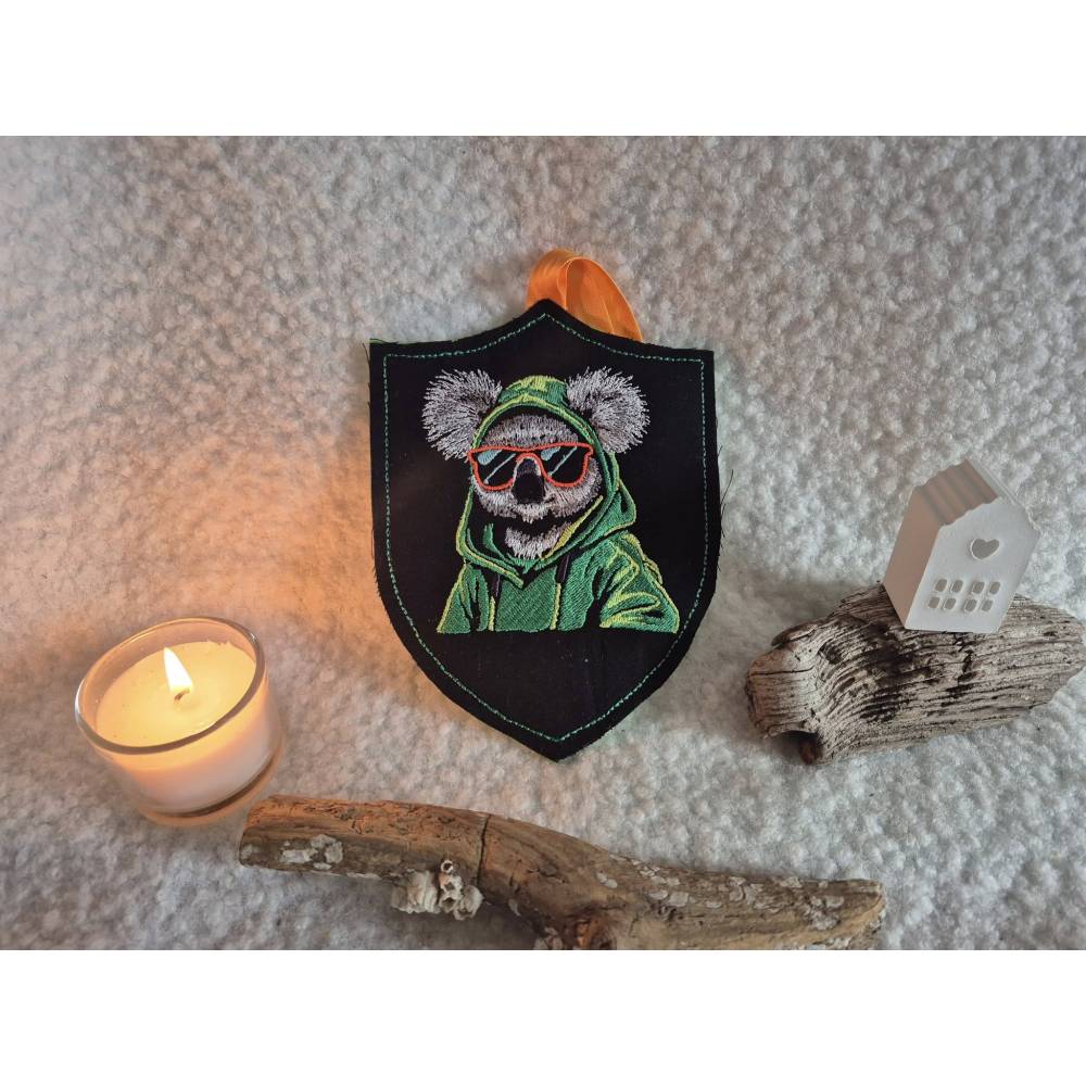 Koala cool Color Lichteffekt 18x18cm bzw. 20x20cm – Stylische Stickdatei für schwarze Stoffe Bild 7