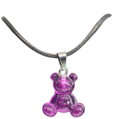 Handgefertigte Kinder-Halskette Lila Teddybär – Einzigartiges Unikat & Geschenk