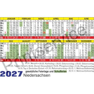 Kalender 2027 Niedersachsen: Taschenkalender & Ferienkalender mit Feiertagen