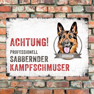 Hundeschild 'Schäferhund' mit Namen, wetterbeständiges Warnschild