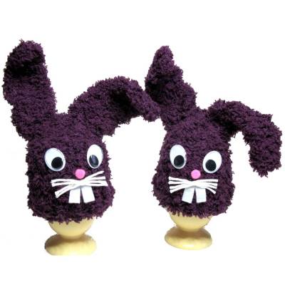 Eierwärmer 2er Set Hasen lila gehäkelt – Kawaii Eierhut Tischdekoration, Handarbeit
