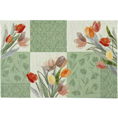 Tischset Tulip Patch – Frühlingshafte Grüntöne & dezente Tulpen | Gobelin 32x48cm