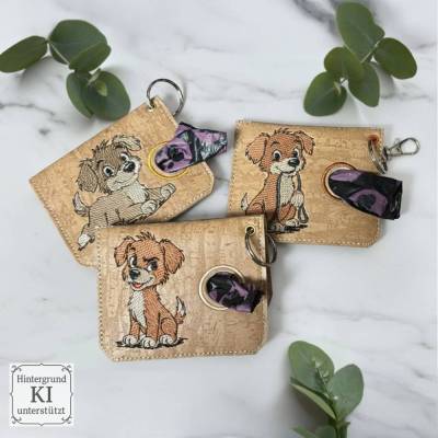 Stickdateien ITH-Kacki-Beutel Hundemotive Shabby Stil ab 13x18 – 7 Motive – Doro-Collection