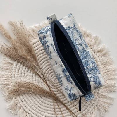 Kosmetiktasche Toile de Jouy, personalisiert Name, klein & groß | Etui | Kulturbeutel | Federmäppchen | Schminktasche |