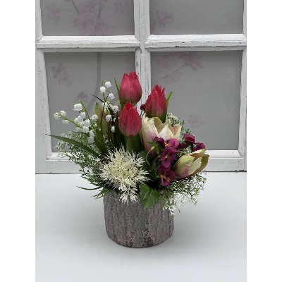 Blumengesteck mit Tulpen Frühlingsdeko Frühlingsgesteck