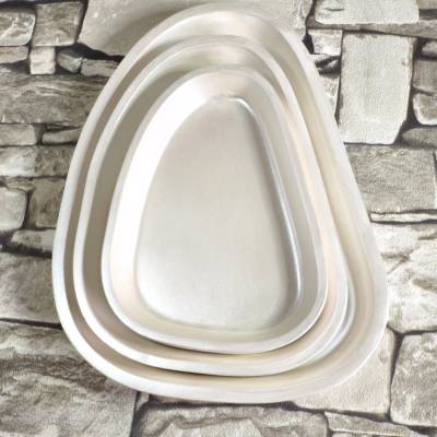 Deko-Tablett Oval Metallic Weiß| Handgegossen & Glänzend | Schmuckschale, Kerzenplatte, Organizer | 3 Größen zur Wahl