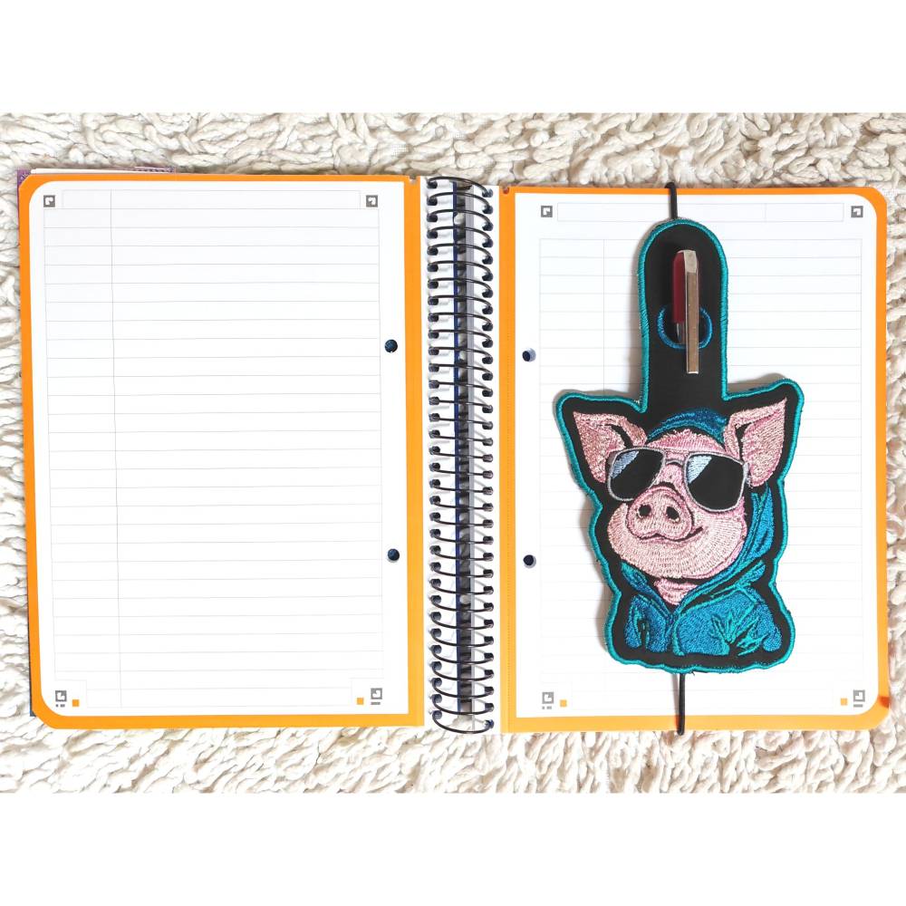 Cooles Schwein Stickdatei 14x14 bzw. 15x15cm –Lustiges Lichteffekt-Muster für schwarze Stoffe Bild 7