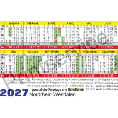 Kalender 2027 Nordrhein-Westfalen: Taschenkalender & Ferienkalender mit Feiertagen