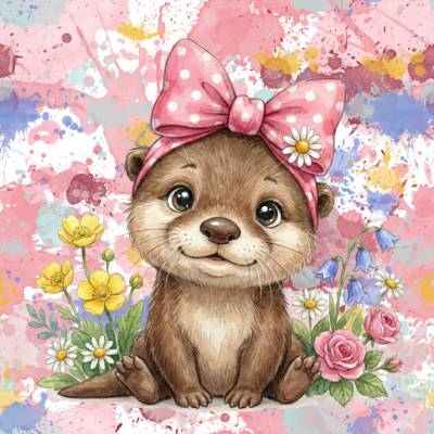 Panel Otter French Terry in verschiedenen Größen 30 cm x 30 cm, 40 cm x 40 cm, 50 cm x 50 cm verfügbar