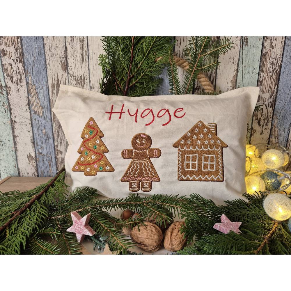 Stickdatei Lebkuchenfrau 14x14cm bzw.15x15cm – Weihnachtsstickerei mit Zuckerguss-Effekt für Stickmaschinen Bild 9