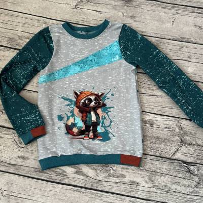 cooles Shirt Langarmshirt gr.134/140 Racoon Waschbär Junge