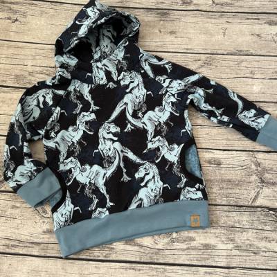 supercooler Oversize Hoodie Pulli Sweatshirt gr.110/116 in Blau mit Dino T-rex