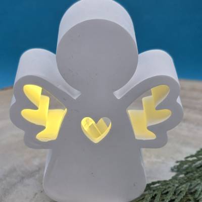 Handgegossener Schutzengel aus Raysin in Pastell – Einzigartige Deko & sanftes Licht