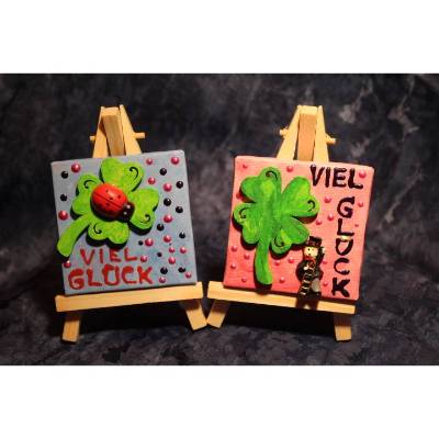 Glücksbringer VIEL GLÜCK Geschenkidee oder Tischdeko zu Silvester Glücksbringer Kleeblatt