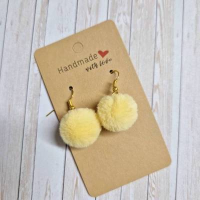 Ohrringe Ohrhänger gelbe Puschel – 3,5 cm – originelle Geschenkidee