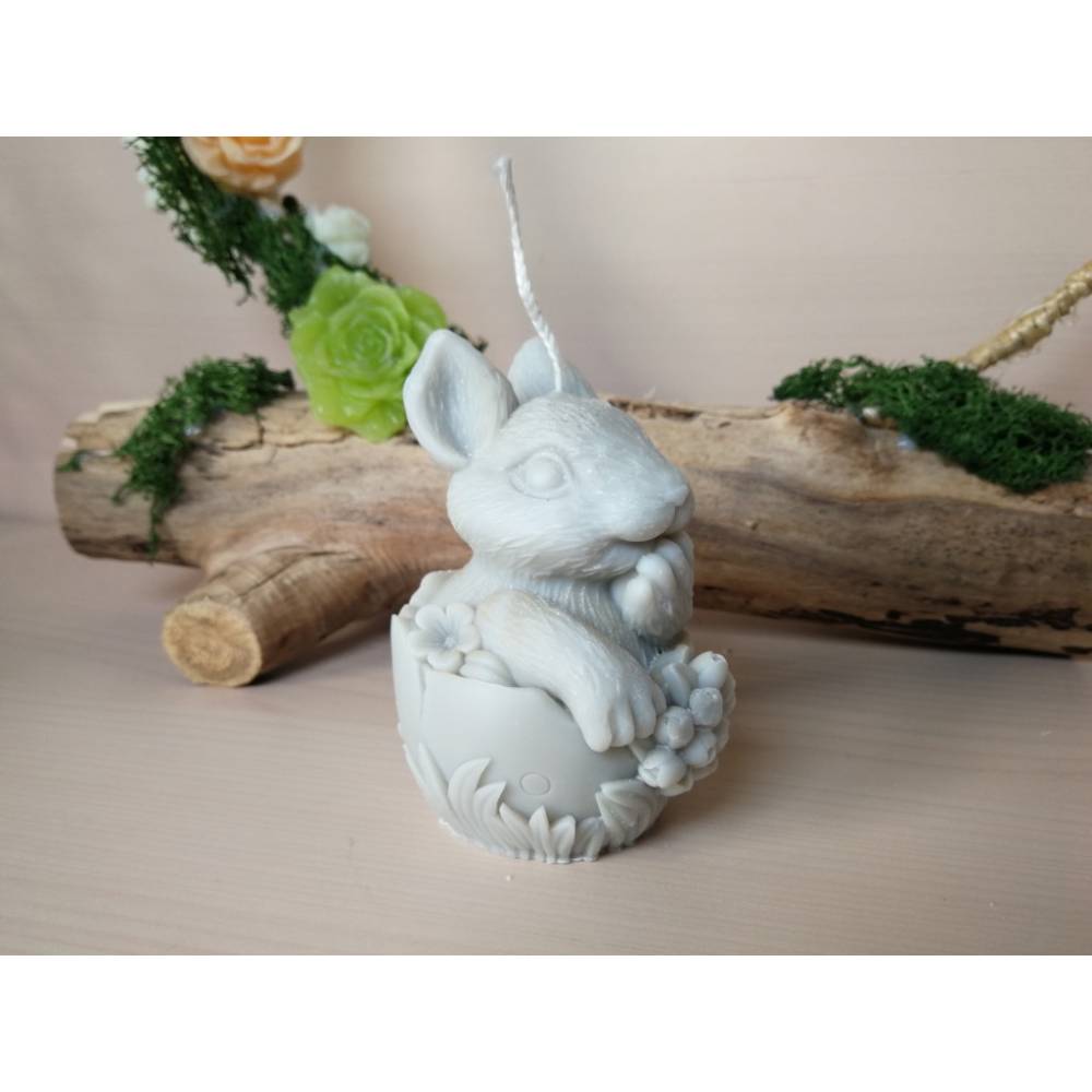 Hase im Ei Kerze – handgegossen, verschiedene Farben, Sojawachs & Paraffin, Geschenkidee Bild 1