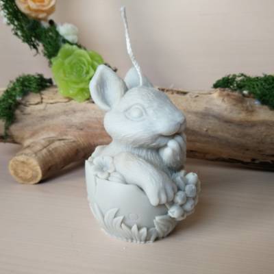 Hase im Ei Kerze – handgegossen, verschiedene Farben, Sojawachs & Paraffin, Geschenkidee