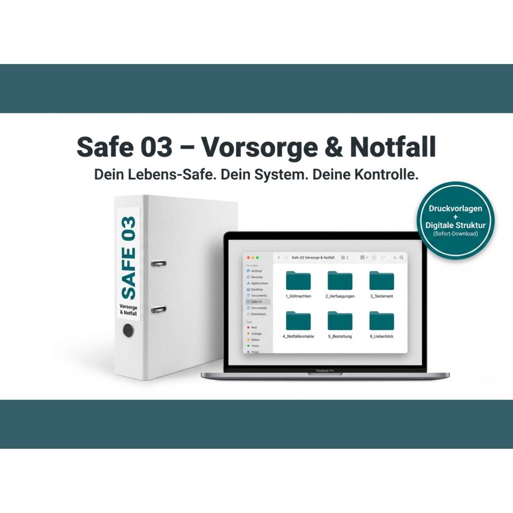 Notfallordner Vorsorge PDF & Offline-Ordner: Testament, Vollmacht,  Patientenverfgung | Wissolino