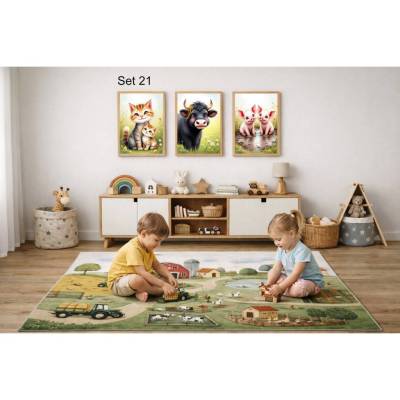 Bauernhof Poster Set Nr. 21/33 | 3er Set von DOPIXIO |  Tiere Kinderzimmer Deko | Digitaler Download 30x40