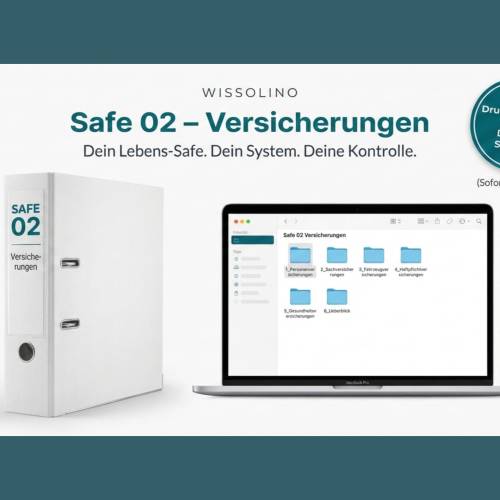 Versicherungsordner Vorlage PDF & PC: Notfallordner Versicherungen | Wissolino Safe 02