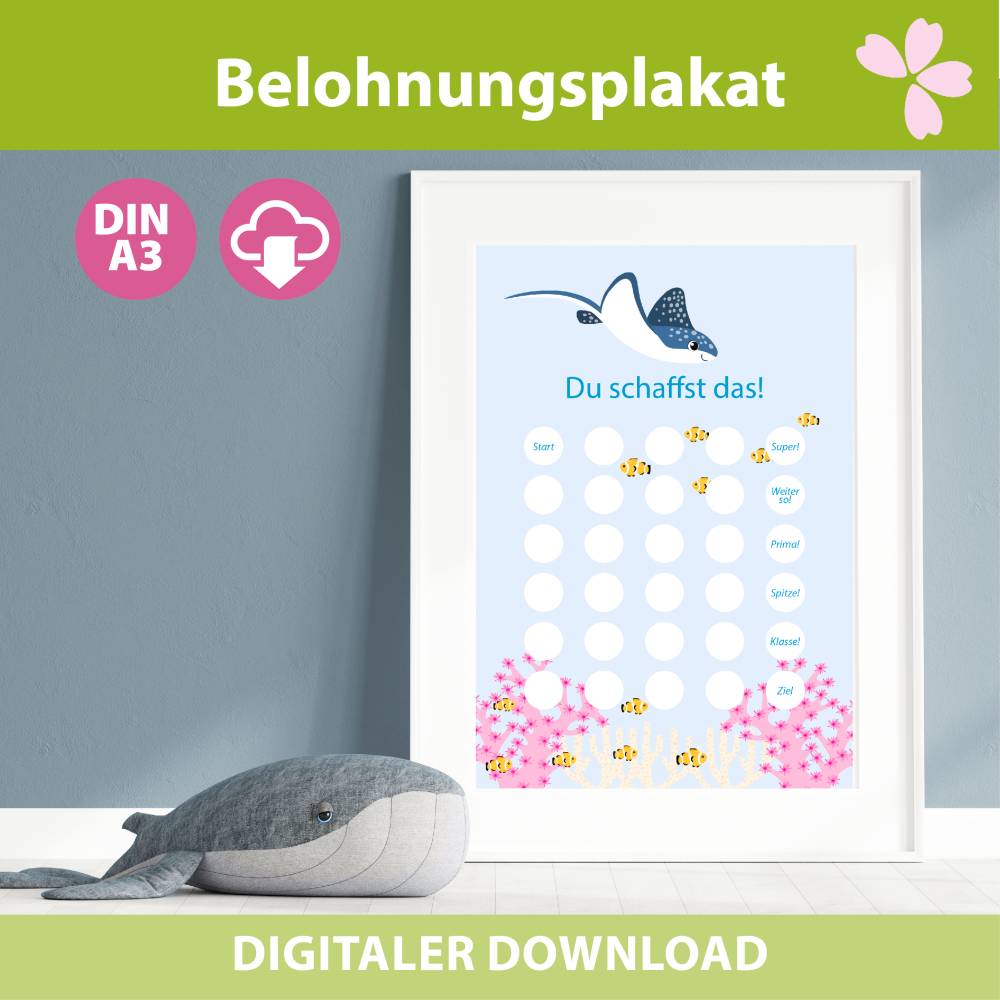 Belohnungstafel Mantarochen für Kinder – Belohnungsplan & Belohnungssystem | Routinen spielerisch lernen | PDF Bild 5
