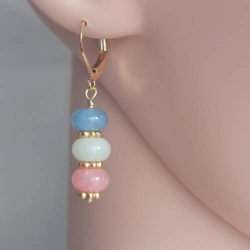 18K Edelsteine Ohrringe Vergoldet, Handgemachte Ohrhänger