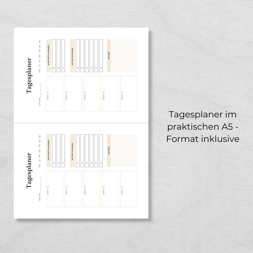 Zeitblock Tagesplaner zum Ausdrucken – Tagesplanung mit Time Blocking (PDF A4 & A5) Bild 5