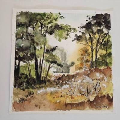 Aquarellbild Landschaft in der Provence