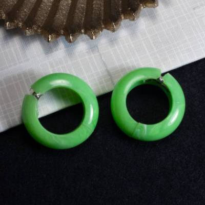 Vintage Ohrclips grün Creolen Rockabilly 60er 70er Jahre Ohrringe ca. 3,4 cm