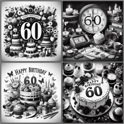 Bilddateien jpg für Lasergravur „Happy Birthday 60“ 4 Stück hochauflösend Schiefergravur Download Wald Slate Laserdatei