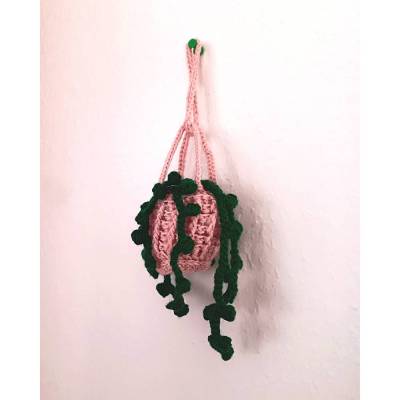 Gehäkelte Blumenampel  ohne Blüten  27 cm Kaktus Deko  Accessoire