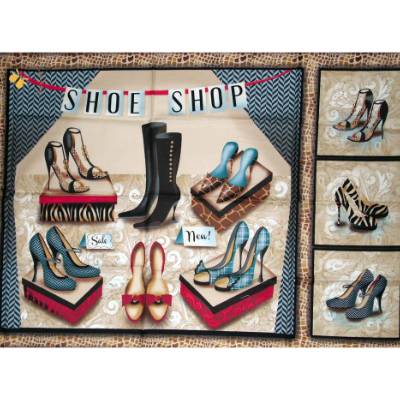 Patchworkstoff Panel Sassy Shoes von SPX Fabrics elegante Damenschuhe High Heels