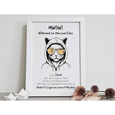 personalisiertes Geldgeschenk zur Konfirmation, Kommunion, Jugendweihe - Motiv Cool Cats