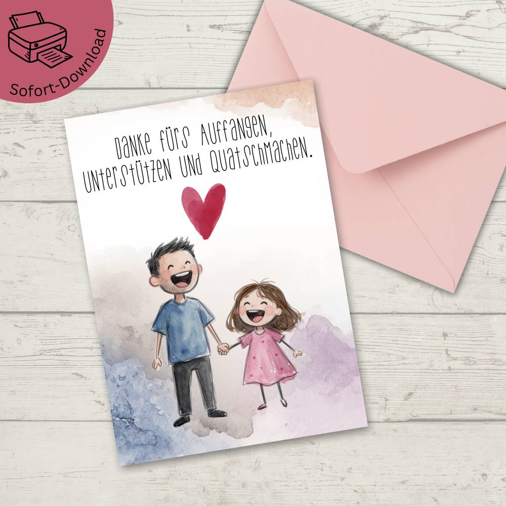 Vatertagskarte Papa mit Tochter als PDF Download Bild 1