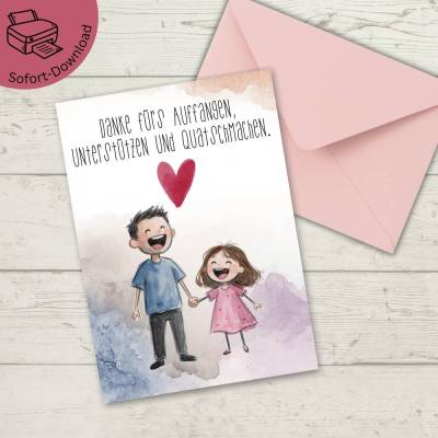 Vatertagskarte Papa mit Tochter als PDF Download