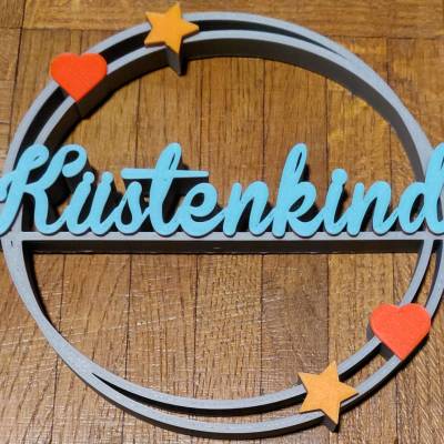Loop 3D-Druck Datei 'Küstenkind' mit Sternen & Herzen – Maritime Schriftzug-Vorlage mit Lizenz