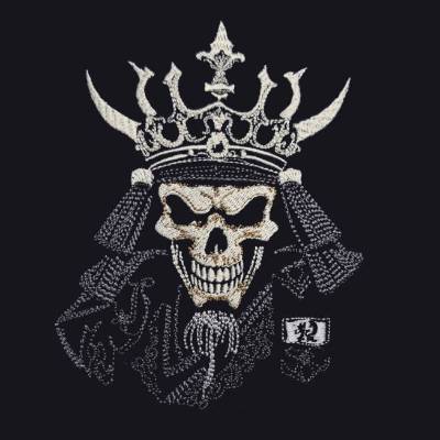 Totenbeschwörer Lichteffekt 12-14x18cm Stickdatei – Diabolischer Game-Charakter für schwarze Stoffe & Gothic Fashion