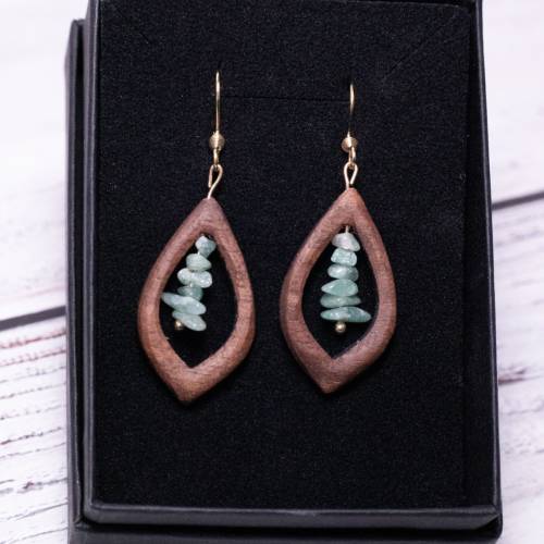 Holzohrringe - Smaragd - Auge