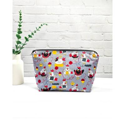 Projekttasche Stricken Knitting Chicken – Handarbeitstasche klein für Socken & Wolle