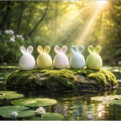 Osterdekoration - Osterei mit Hasenohren - 5 Farben