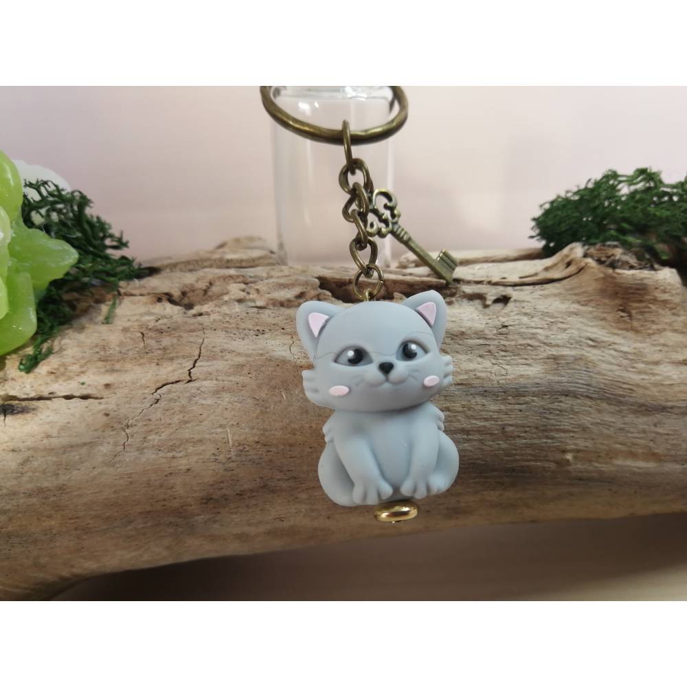 Katzen Schlüsselanhänger 3D-Figur aus Silikon – Personalisierbar & Geschenkidee für Katzenliebhaber Bild 1